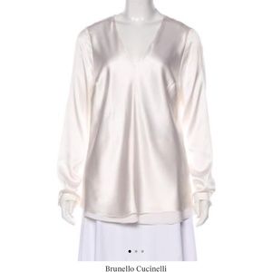 Brunello Cucinelli silk V-neck blouse size XL